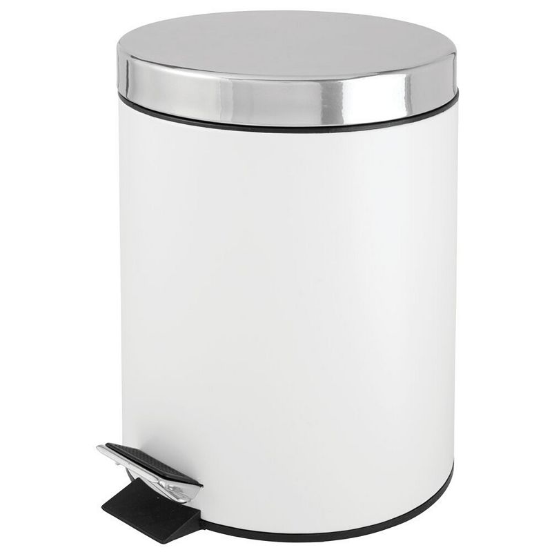 mDesign 5L Metal Round Step Garbage Trash Can with Removable Liner and Lid