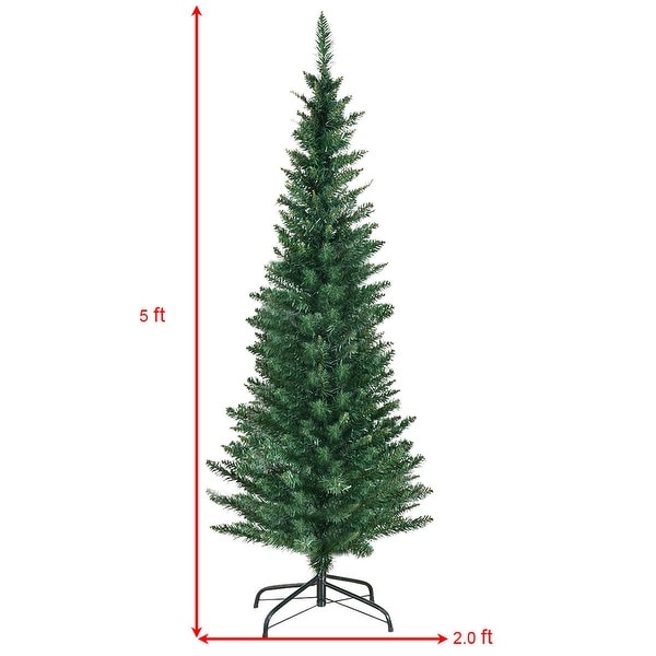 Costway 5Ft PVC Artificial Pencil Christmas Tree Slim w/ Stand Home