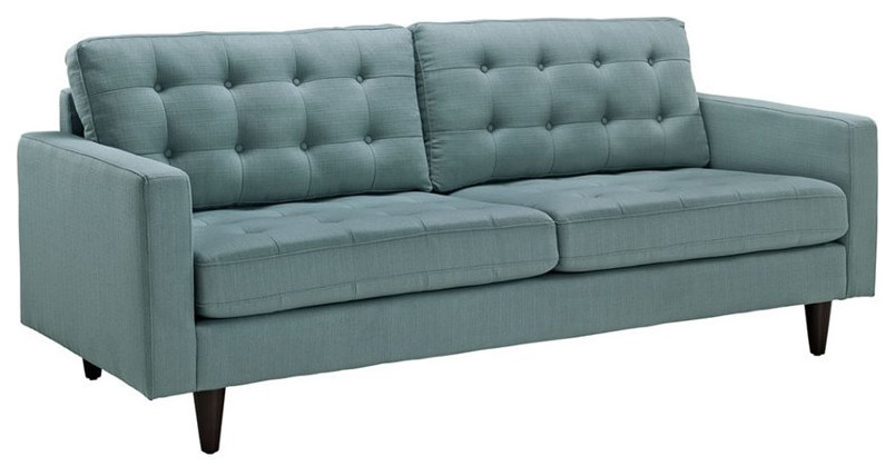 Modway Empress Modern Fabric 2 Piece Sofa Set in Laguna Blue   Midcentury   Living Room Furniture Sets   by Homesquare  Houzz