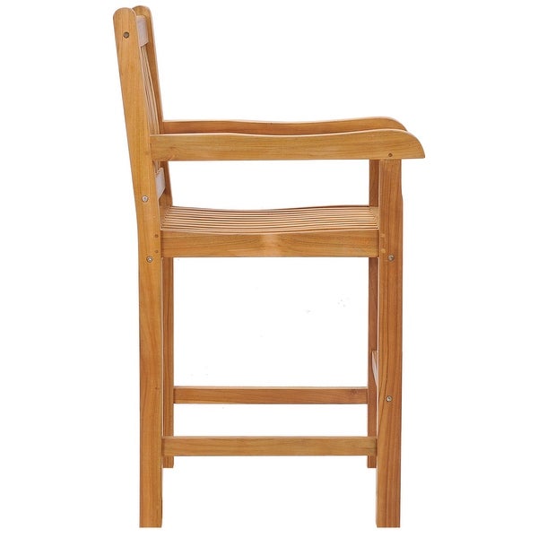 Teak Wood Elzas Counter Stool with Arms