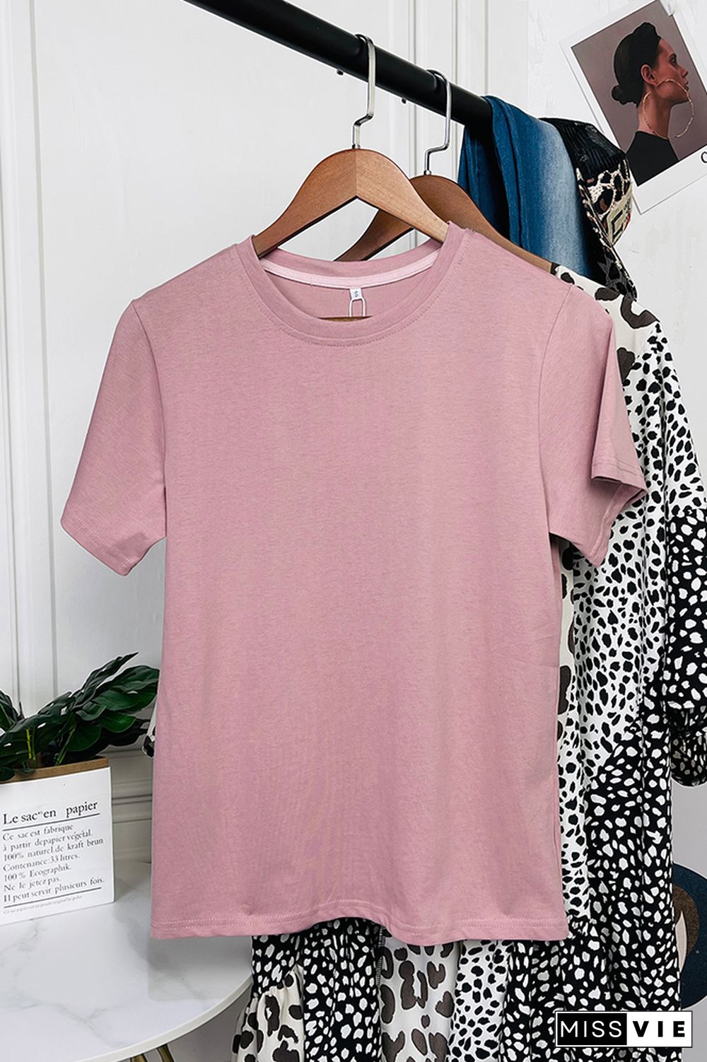 Solid Color O-neck Short Sleeve Tee Wholesale