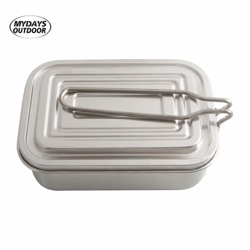 Mydays Outdoor 304 Stainless Steel Lock Clip Food Container Lunch Beno Box for Camping Hiking Picnic