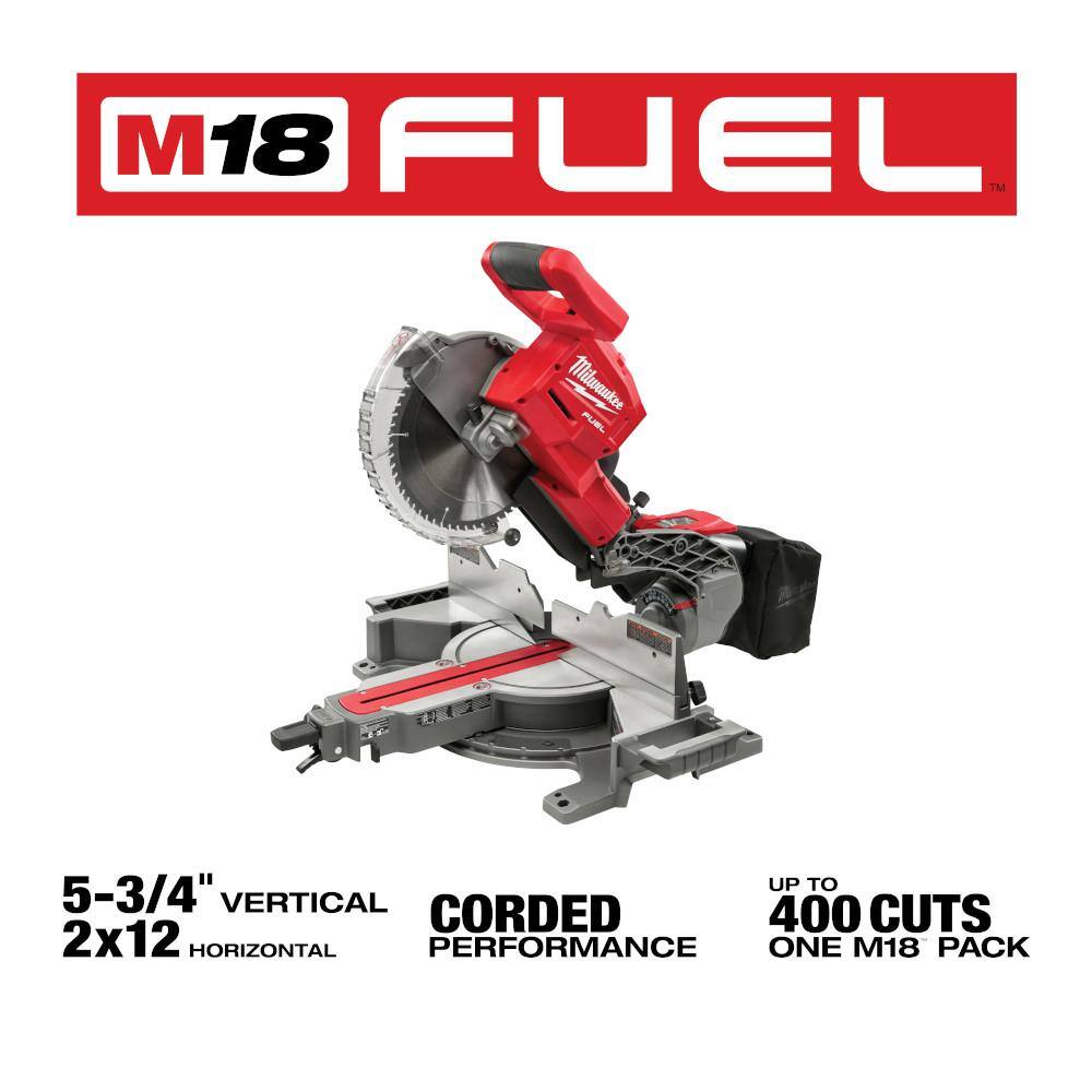 MW M18 FUEL 18V Lithium-Ion Brushless Cordless 10 in. Dual Bevel Sliding Compound Miter Saw (Tool-Only) 2734-20