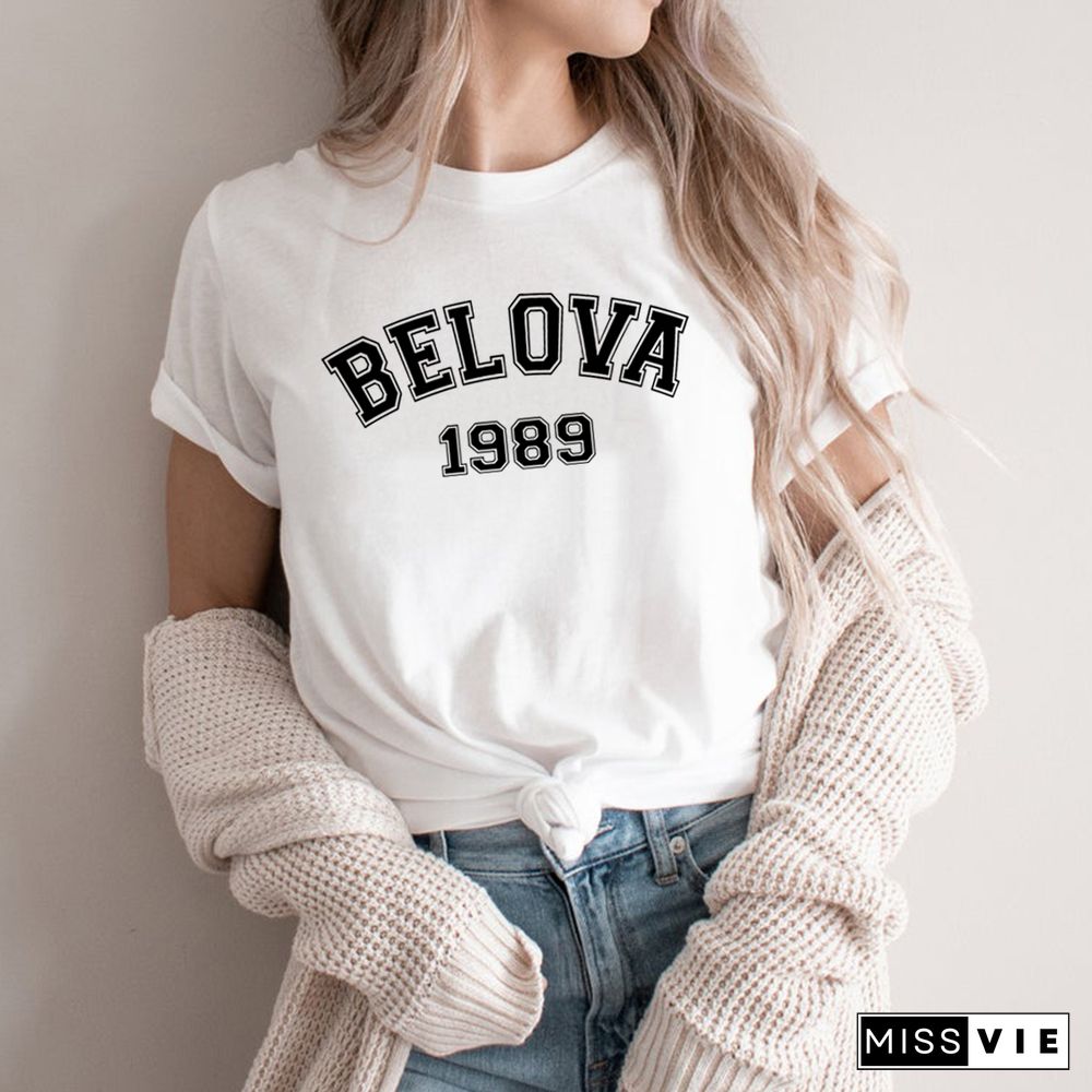 Belova 1989 T Shirt Black Widow Yelena Belova Shirt Natasha Romanoff Superhero Tee Unisex Graphic T Shirts Short Sleeve Tshirts