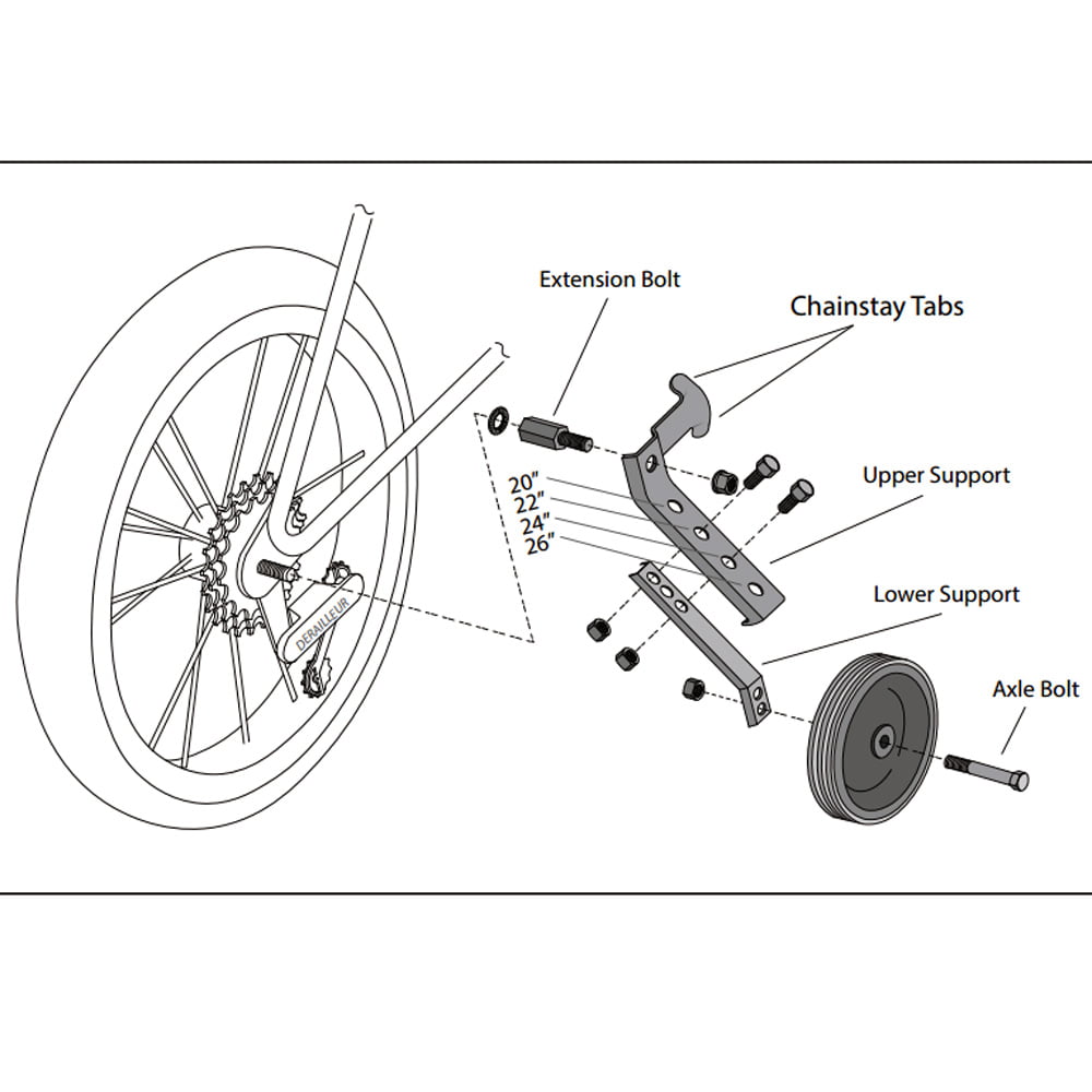 Sunlite Heavy-Duty Adjustable Training Wheels Set for Adults and Children