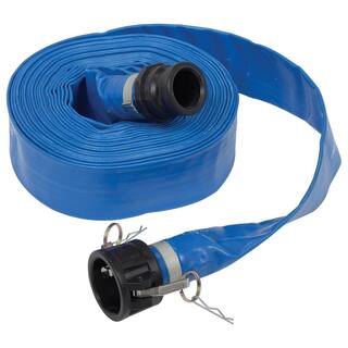 Apache 50 ft. Blue PVC Lay-Flat Discharge Hose with Poly Cam Lock Fittings APACHE-98138049