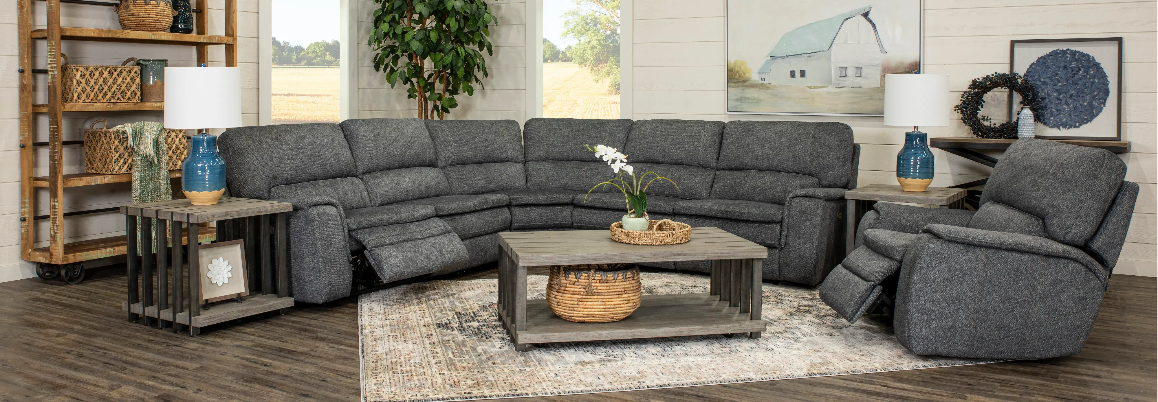 Casey Indigo 5 Piece Power Reclining Sectional