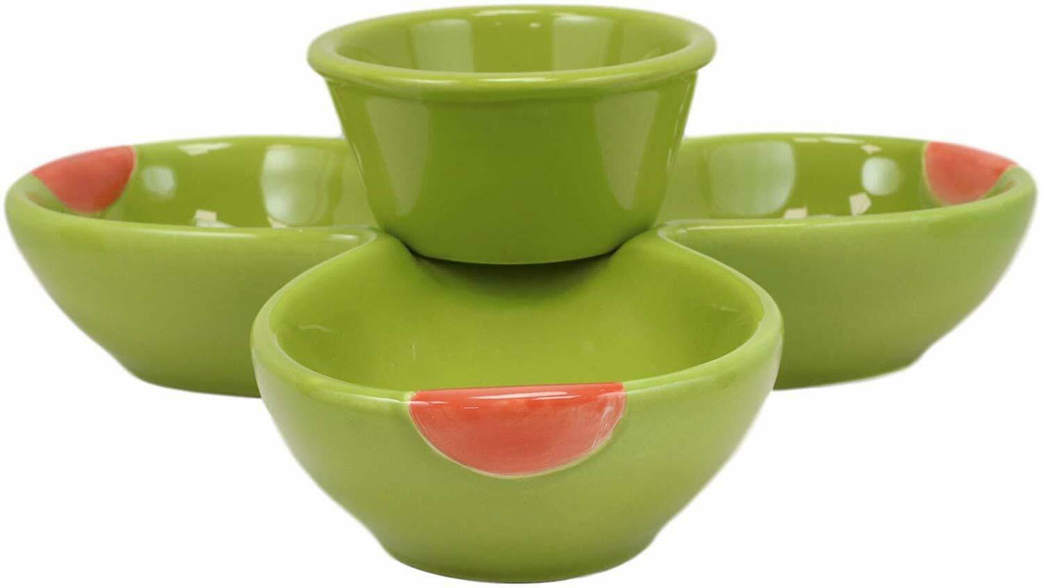 1 (8L) Gourmet Kitchen Ceramic Olive Halves Tidbit and Sauce Serving Bowl Dish Plate EBR02