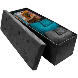 Sorbus 43 in. L x 15 in. W x 15 in. H Black Collapsible Chest Fabric Bench Storage Box STRG-BNCHSU-BLK