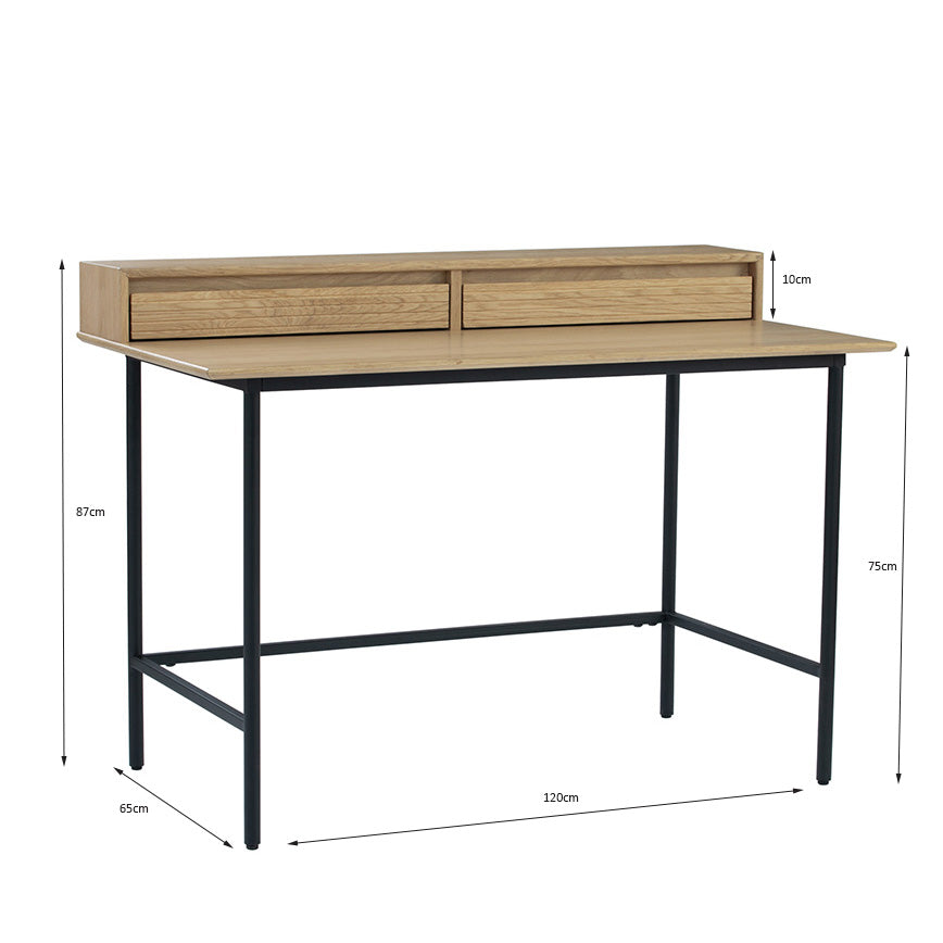 DOVER Study Desk 120cm - Natural & Black