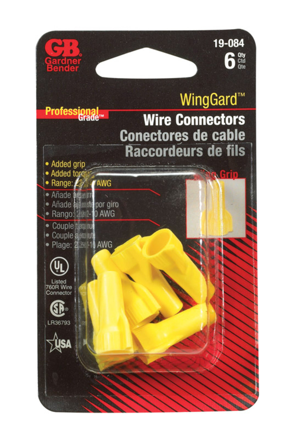 WINGGARD CNNCTR YLW 6PK