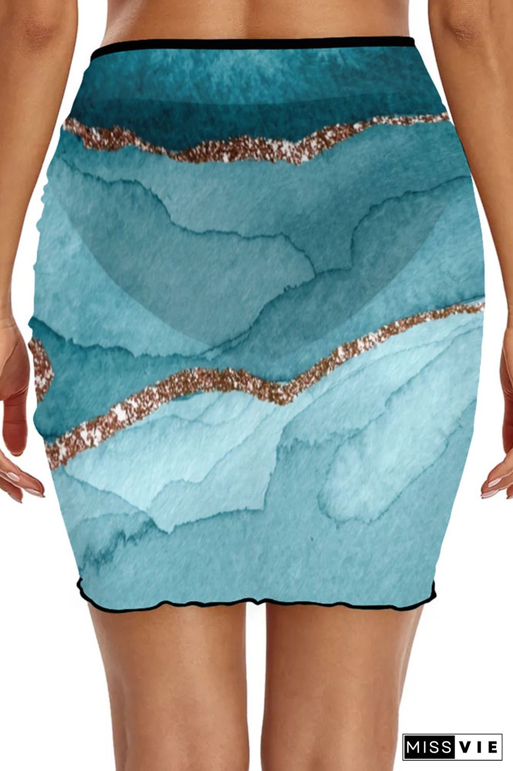 Gradient Tie Dye Ruched Beach Skirt