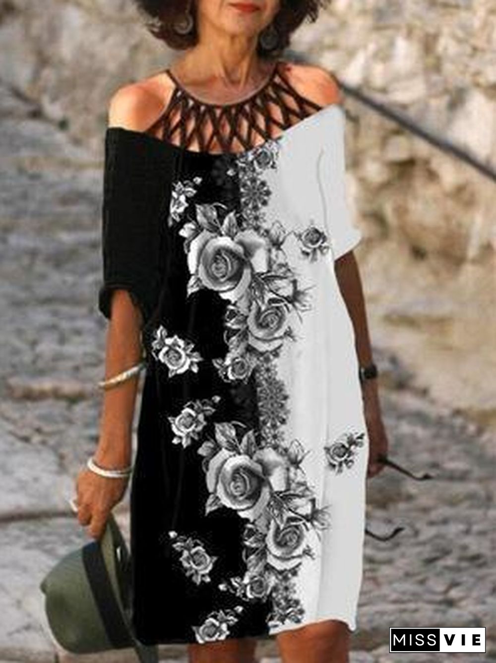 Daily Off Shoulder Printed Dress