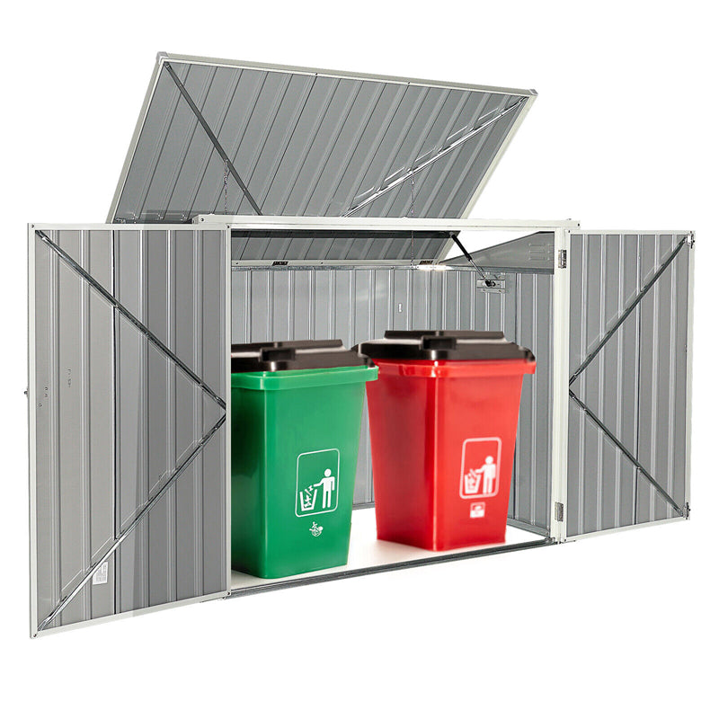 6 x 3FT Outdoor Horizontal Storage Shed Multifunctional Metal Garbage Can Storage Shed for Garden Yard