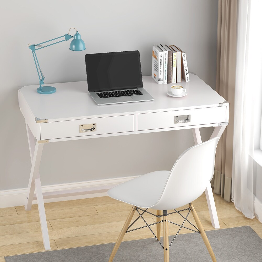 Computer Desk with Storage  Solid Wood Desk with Drawers  Modern Study Table for Home Office Small Writing