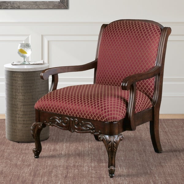 Gracewood Hollow Hesse Carved Red Accent Chair