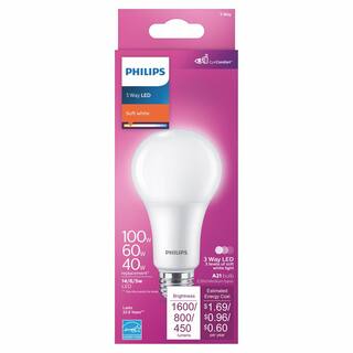 Philips 40-Watt60-Watt100-Watt Equivalent 3-Way A21 E26 LED Light Bulb Soft White 2700K (1-Pack) 571513