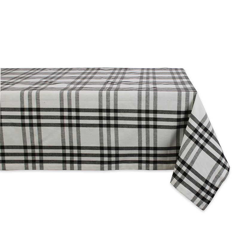 120 Cotton Tablecloth with Black Plaid Design