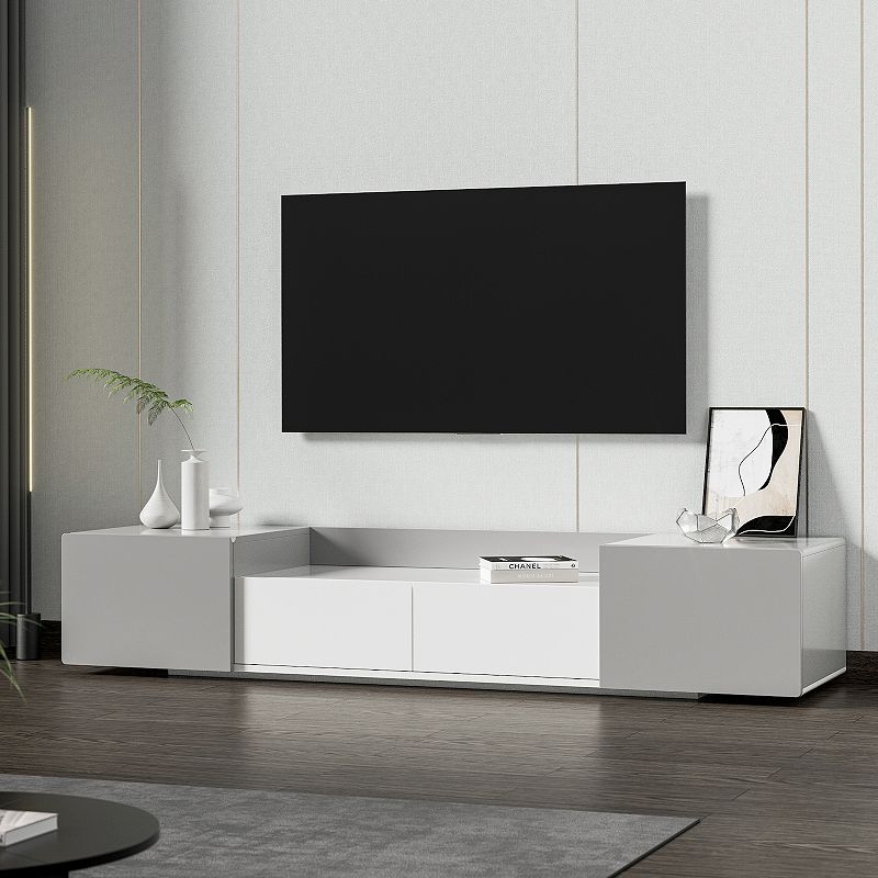 F.C Design Modern TV Stand for 70 TV with Large Storage Space， Magnetic Cabinet Door， Entertainment Center - Ideal for Living Room or Bedroom