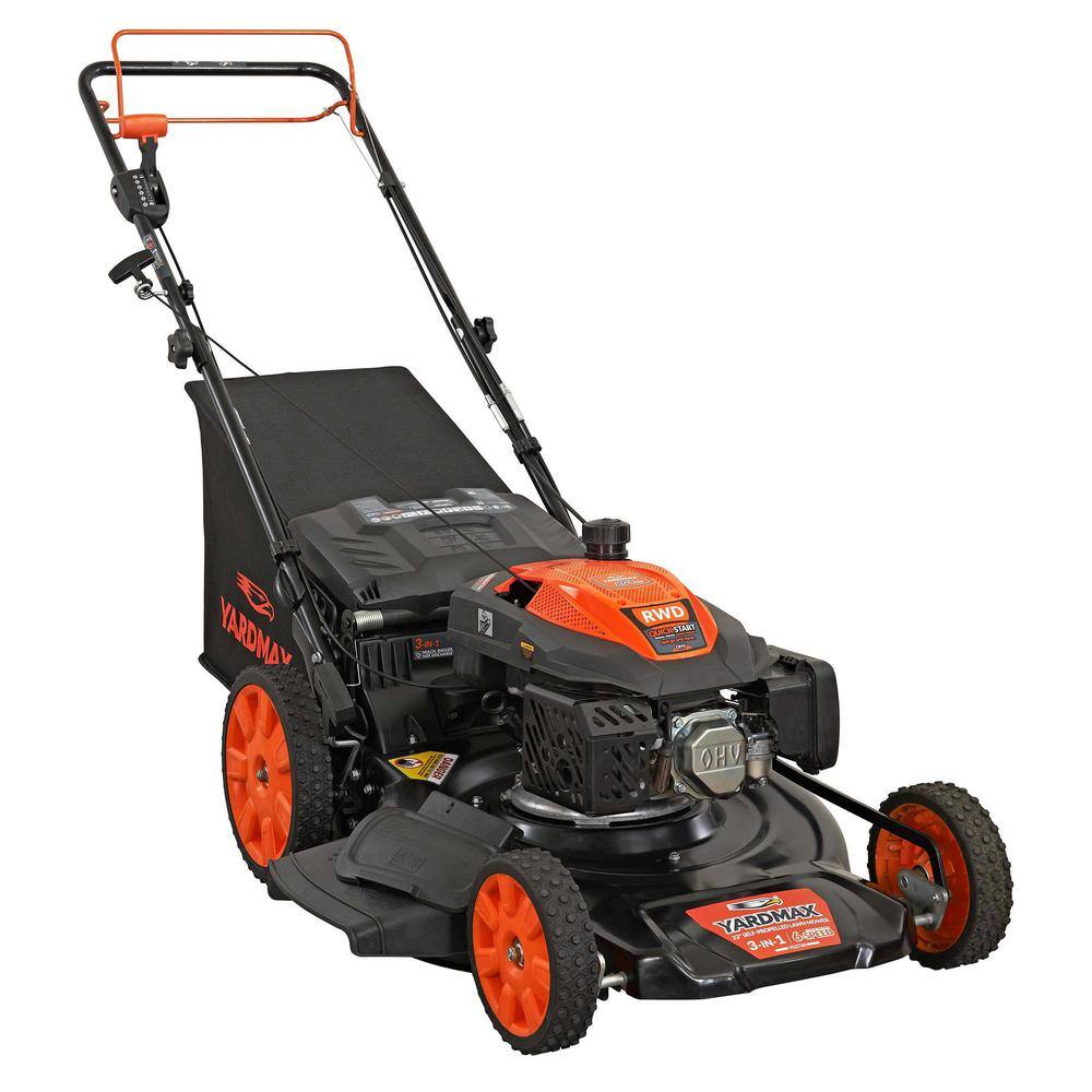 YARDMAX 22 in. 201 cc SELECT PACE 6 Speed CVT High Wheel RWD 3-in-1 Gas Walk Behind Self Propelled Lawn Mower YG2760