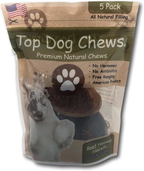 Top Dog Chews Pork Jerky Filled Cow Hooves Dog Treat