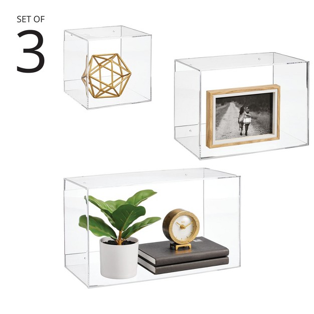 Mdesign Acrylic Floating Wall Mount Geometric Display Shelves Set Of 3