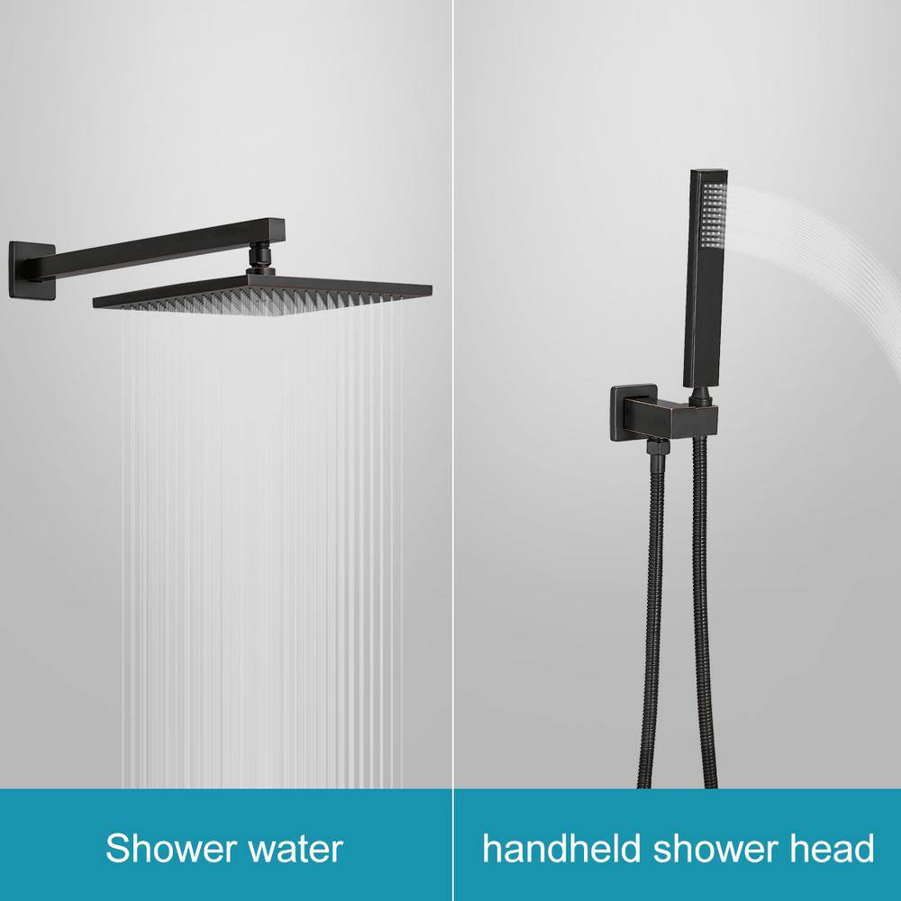 WELLFOR 2-Spray Patterns with 2.5 GPM 10 in. Wall Mounting Dual Shower Heads in Oil Rubbed Bronze FH75010-ORB