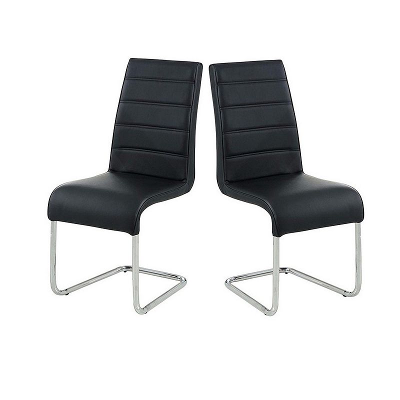 Mauna Contemporary Black Side Chair With Steel Tube， Black Finish， Set of 2