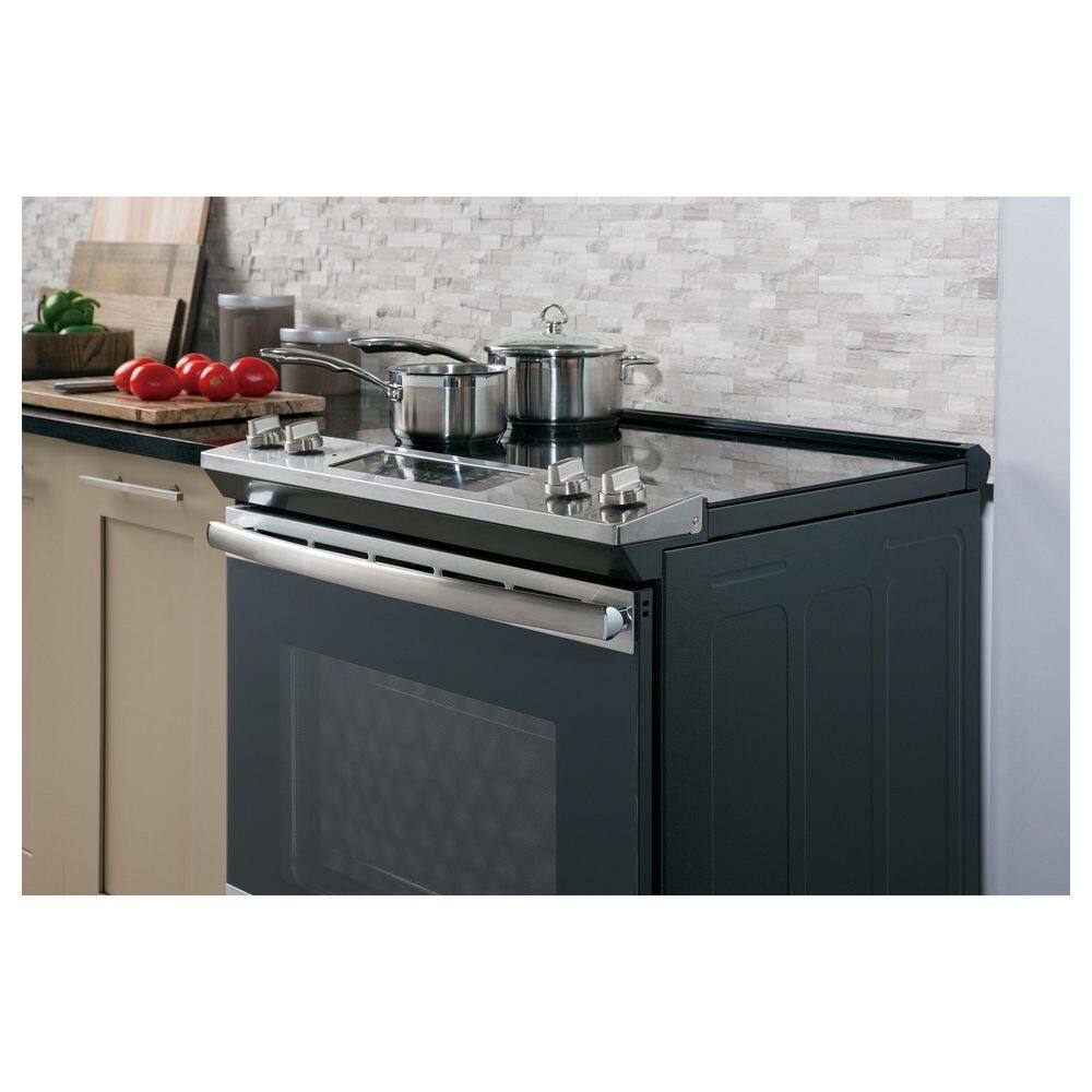 GE 30 in. 5.3 cu. ft. Slide-In Electric Range in Stainless Steel with Self Clean JS645SLSS