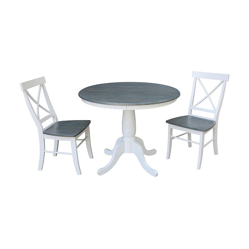 International Concepts Round Pedestal Table and Chair 3-piece Set