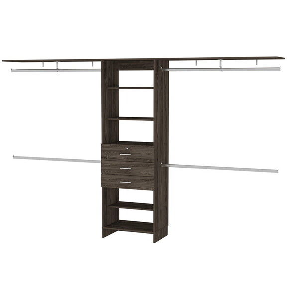 Brentwood 3 Drawer 4 Shelf Closet System Dark Waln...