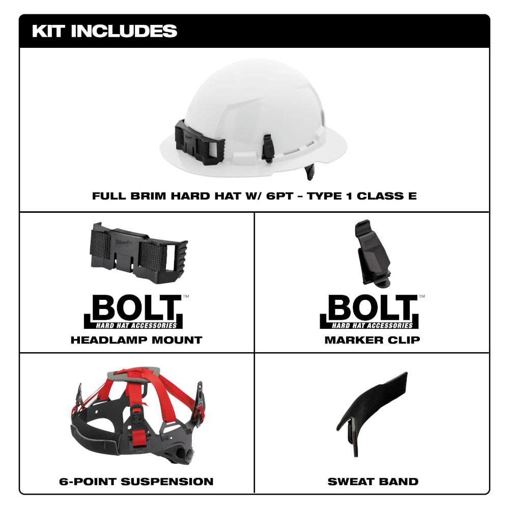 MW Orange Full Brim Hard Hat with 6pt Ratcheting Suspension Type 1 Class E 48-73-1133 from MW