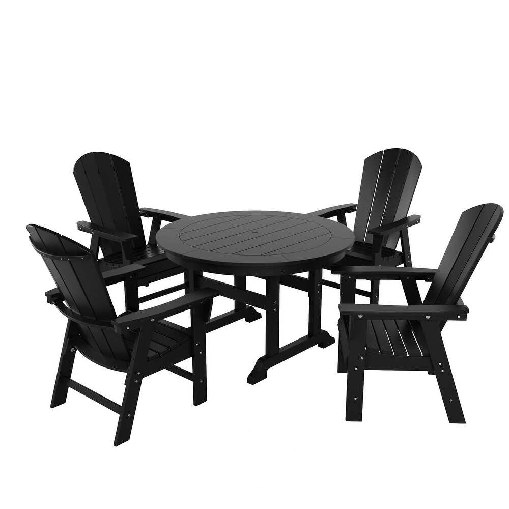 Laguna 5 Piece Round Poly Eco Friendly  Weather Outdoor Dining Set with Armchairs