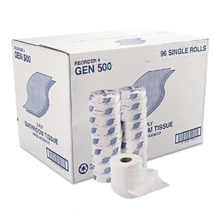 GEN 2-Ply White Bath Tissue (500 SheetsRoll 96 RollsCarton) GEN500