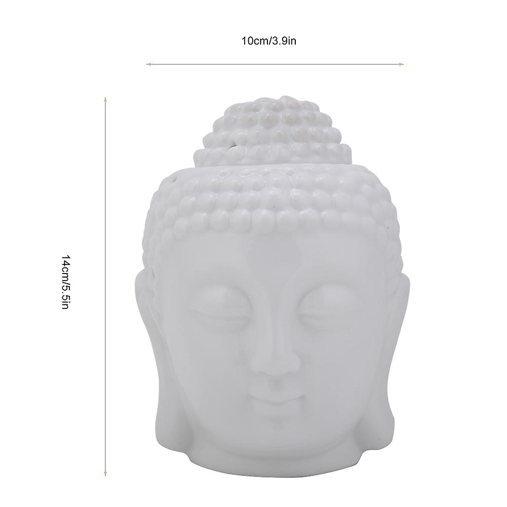 White Buddha Head Shaped Essential Oil Burner Incense Diffuser Candle Holder