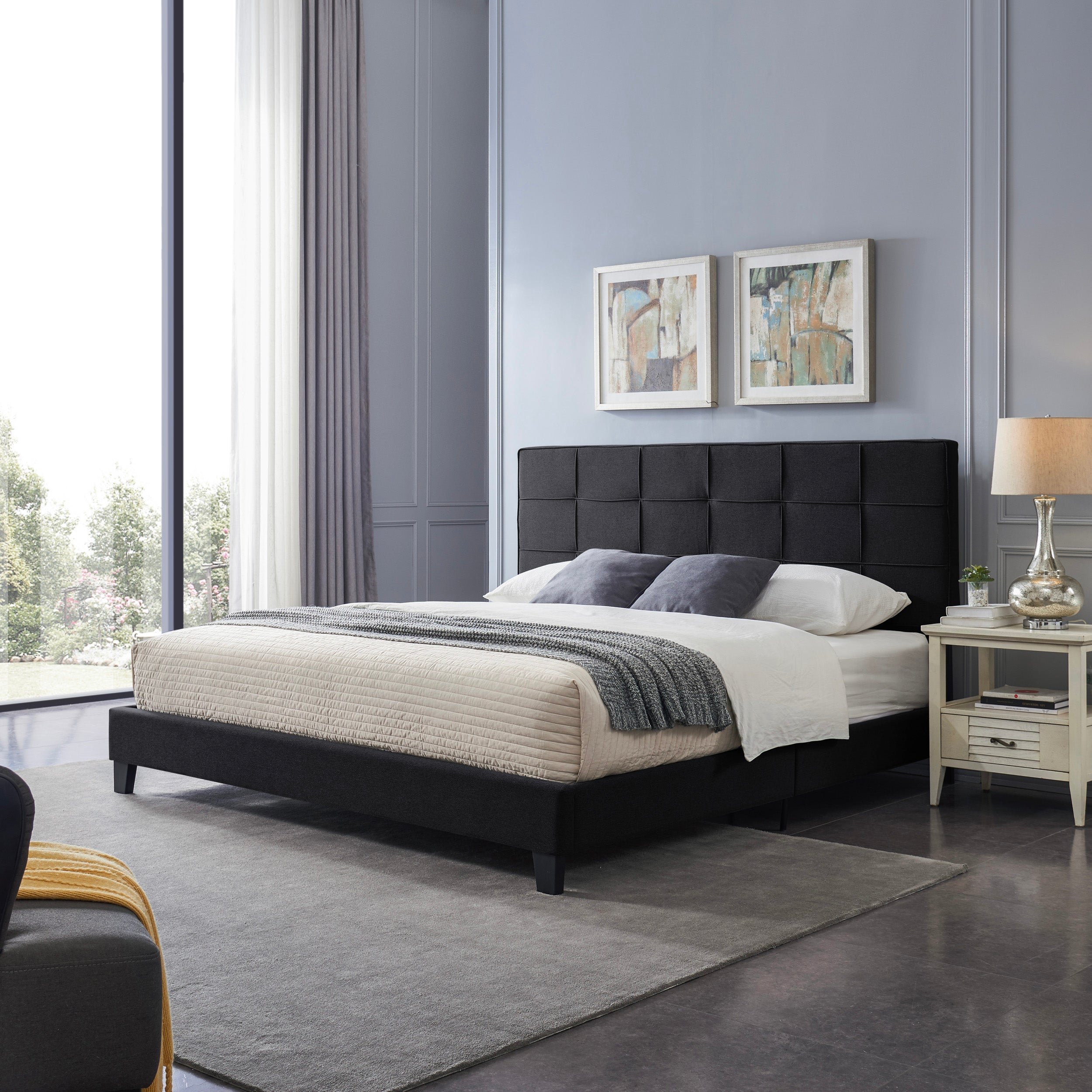 Salome Contemporary Upholstered King Bed Platform