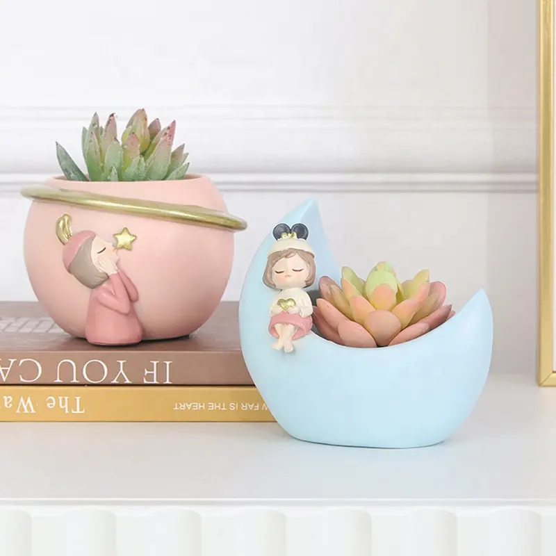 Best Selling s Blumenkubel Pot Bunga Blumentopf Custom Succulent Resin Pink Flower Pot for Home and Garden Supplies