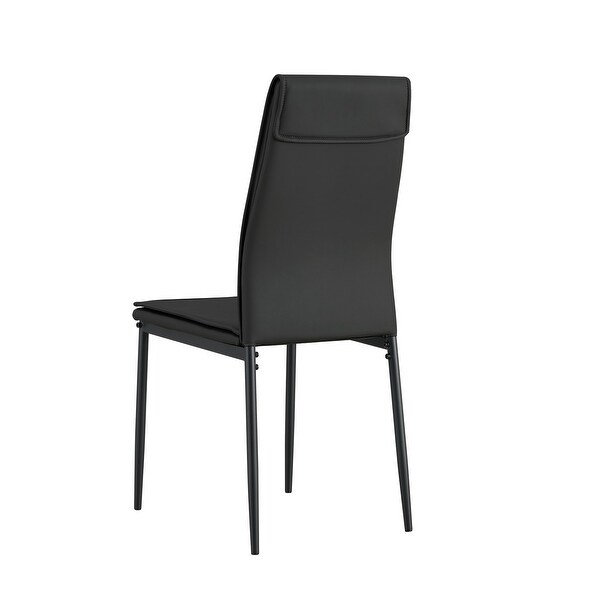 4 Pieces Leather Upholstered Dining Chairs with Metal Legs