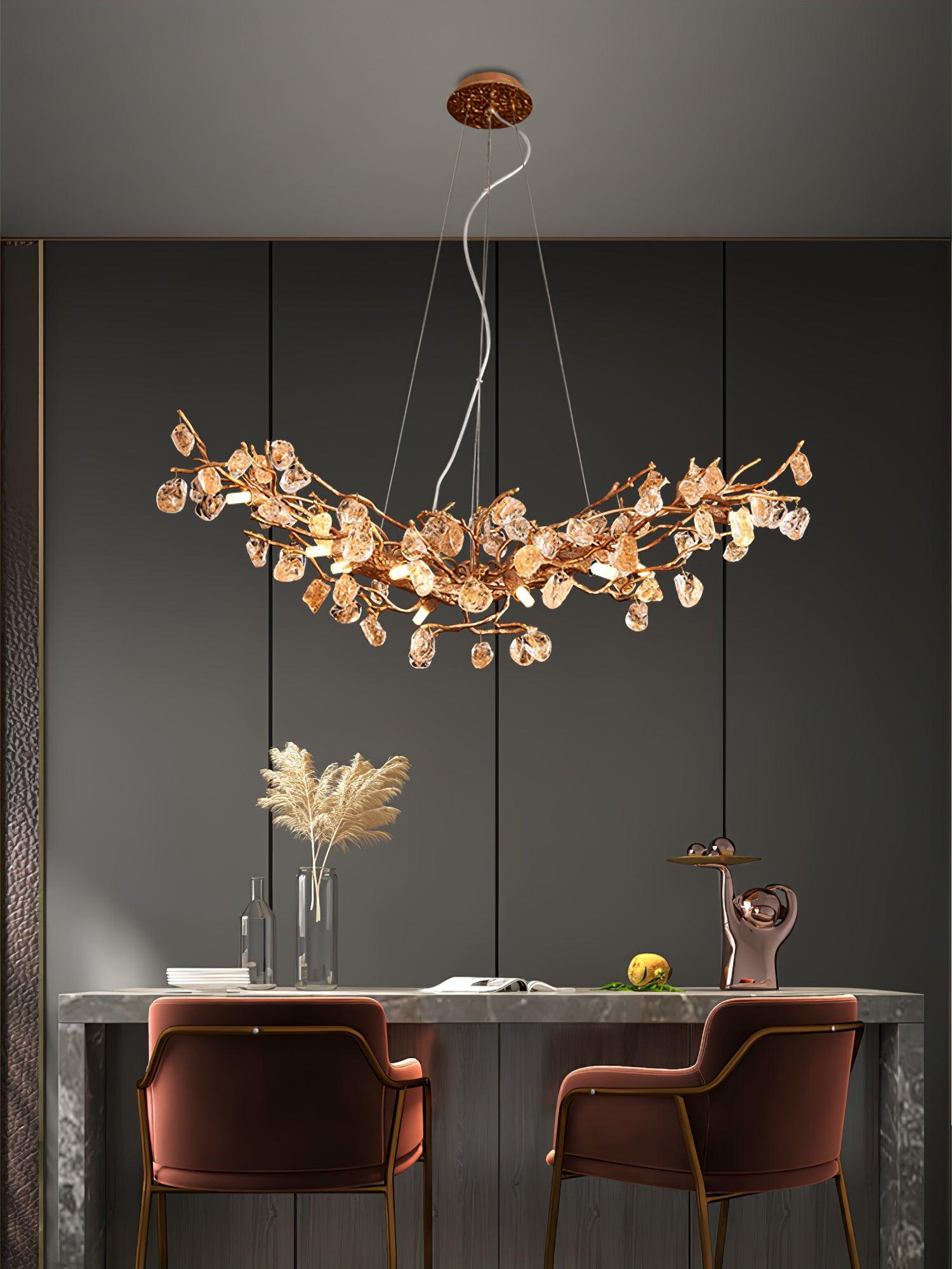 Stone Crystal Brass Chandelier