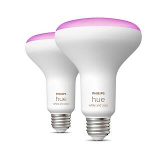 Philips Hue 85-Watt Equivalent BR30 Smart LED Color Changing Light Bulb with Bluetooth (2-Pack) 578096