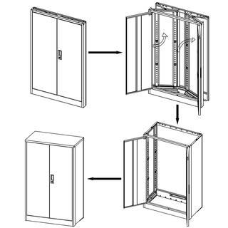 URTR White Folding File Cabinet with 2 Adjustable Shelves Metal Cabinet with 2-Doors and Lock for Office Garage Home T-02024-65