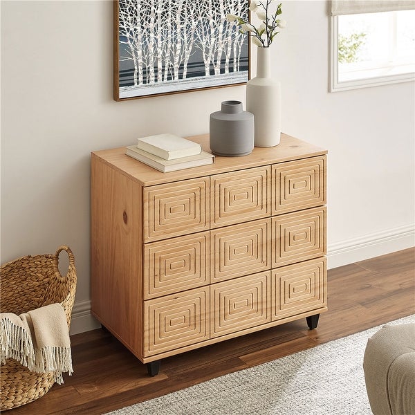 BIKAHOM Solid Wood 3 Drawer Dresser for Bedroom， Storage Organizer for Hallway，Stylish Dressers， Side Table for Living Room