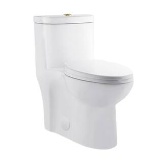 Swiss Madison Sublime 1-piece 1.11.6 GPF Dual Flush Elongated Toilet in Glossy White with Brushed Gold Hardware Seat Included SM-1T205HG