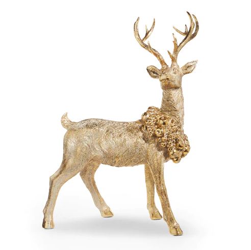 29 Gilded Standing Deer With Wreath