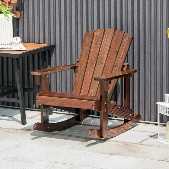 Costway Outdoor Wooden Kid Adirondack Rocking Chai...