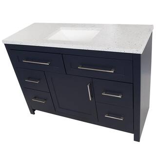 Home Decorators Collection Clady 48.5 in. W x 18.75 in. D Bath Vanity in Deep Blue with Cultured Marble Vanity Top in Silver Ash with White Sink HD2048P2-DB