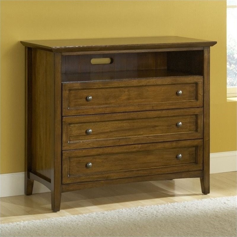 Bowery Hill 2 Drawer Media Chest in Truffle   Transitional   Media Cabinets   by Homesquare  Houzz