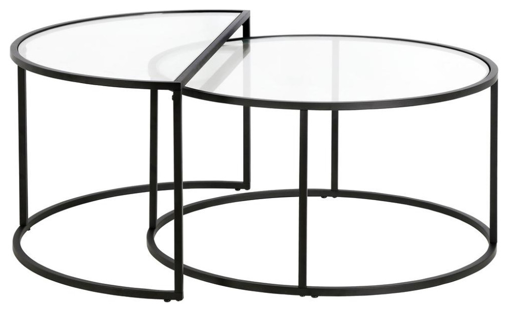 Luna Round  ampDemilune Nested Coffee Table in Blackened Bronze   Contemporary   Coffee Tables   by BisonOffice  Houzz