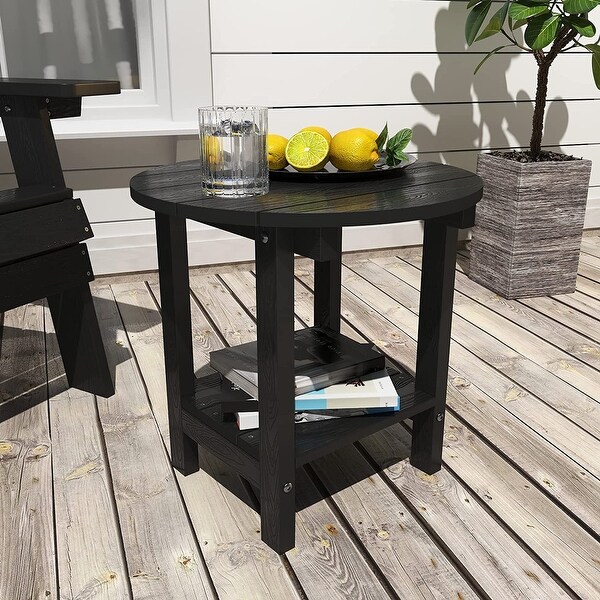 WINSOON All Weather HIPS Outdoor Round 2Tier Outdoor Side Tables Adirondack Tables