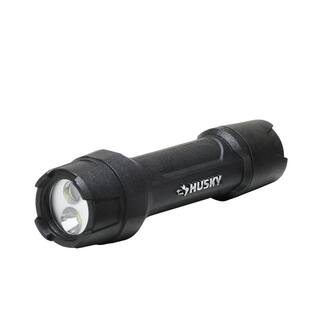 Husky 500 Lumens Tough Stainless Steel Core Multi-Setting LED Flashlight Impact and Water Resistant with Batteries HSK1PAK500PSF1